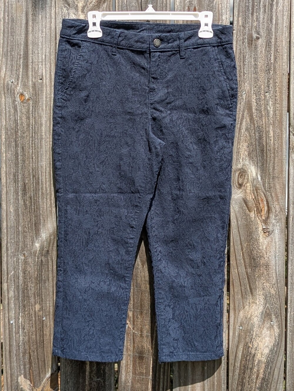 Simply Vera Wang Navy Jacquard Capri/Cropped Pants Sz 10